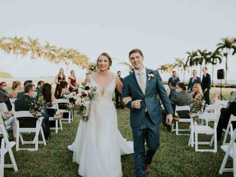 couple walking in lawn