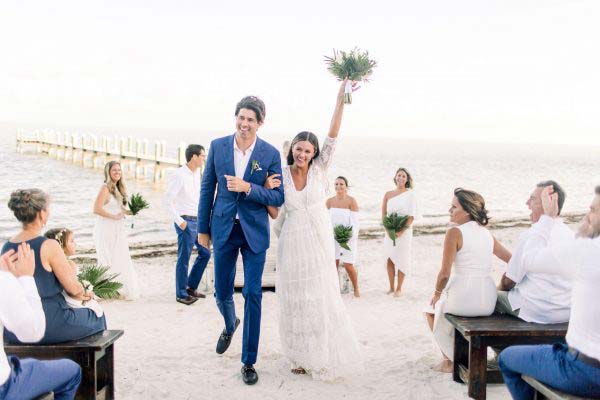 couple walking after getting married