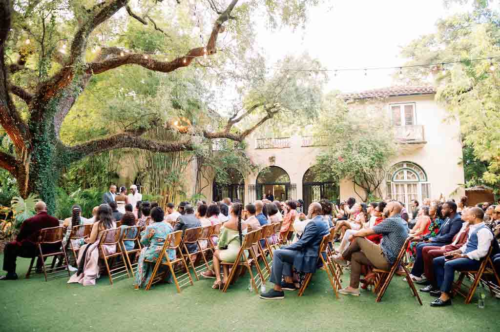 wedding guests during ceremony