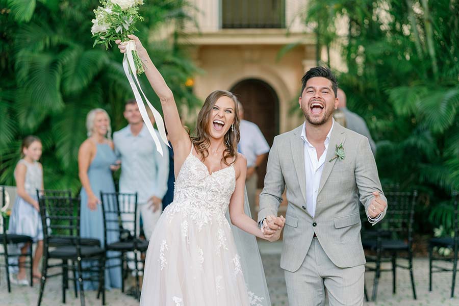 a couple cheering